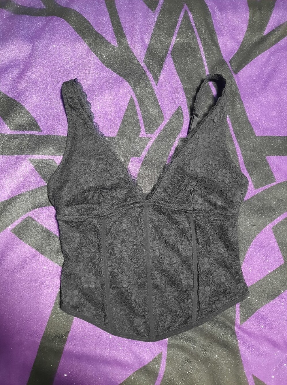 Garage Black Lace Bustier Top